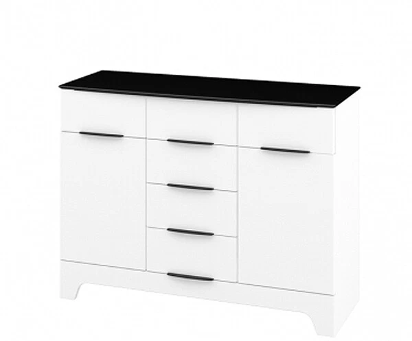 Buffet Commode/Buffet 121cm Blanc Haute Brillance Noir MDF 2-türig 82223983
