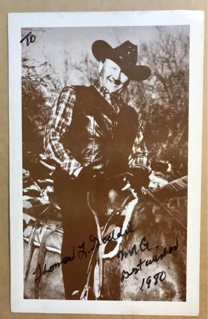 Autographed Thomas Gaddie Postcard Worlds Greatest Horseback Ride Cowboy