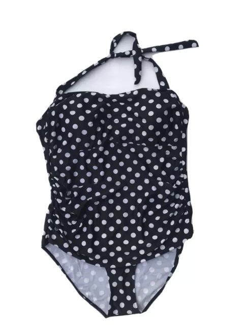 One Piece Bathers Plus Size XXL PolkaDot Spandex Retro Fashion Swimsuit Swim