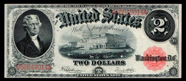 1917 $2 Legal Tender Large Size Note Red Seal (A473)