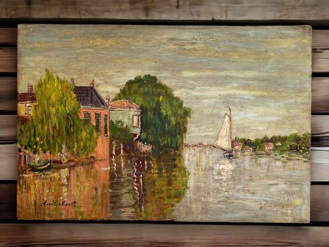 TABLEAU HUILE TOILE d'artiste Claude Monet signé estampillé main ...