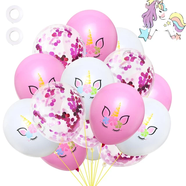 Set Decorazione Compleanno Unicorno Per 4 Anni - Stoviglie, Palloncini, Tovaglia E Torta Per 16 Ospiti - Tema Farfalla E Unicorno - Foto 12