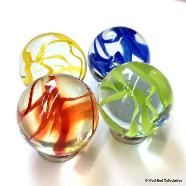 4 x 25mm (1") Rainbow Spider Web Shooter Toy Glass Marbles in Gift Bag