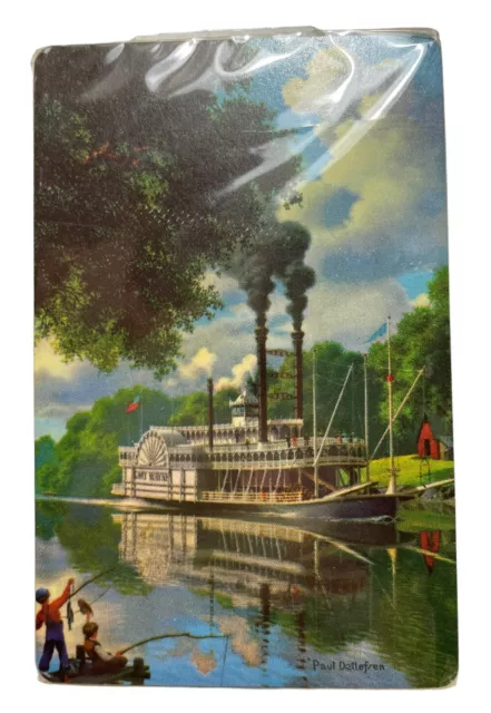 Vintage Paul Detlefren Nostalgic Steamboat Playing Cards “Old River Days” 1960s