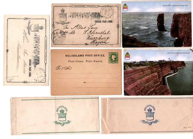 Helgoland Lot 7 Ganzsachen, Streifbänder & Postkarten, ca. 1870 - 1890