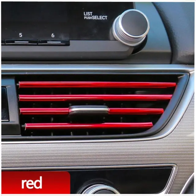 10Pcs Car Air Outlet Vent Grille Strip Decoration Bright Strip Red Interior Trim