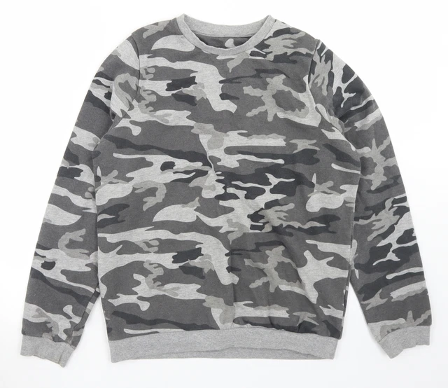 Felpa pullover mimetica in cotone Primark grigio per ragazzi taglia 12-13 anni