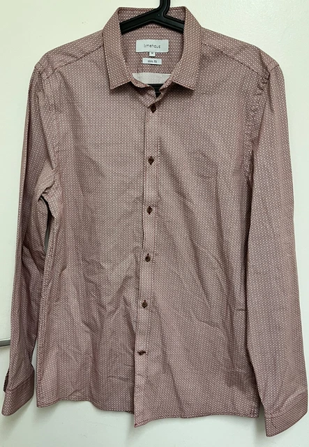 Camicia da uomo Limehaus motivo bordeaux slim fit taglia M media (B4)