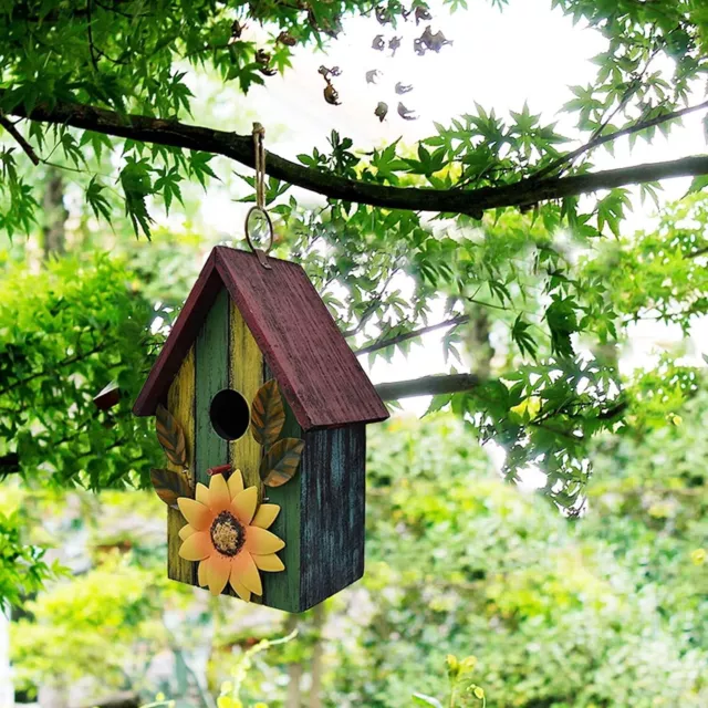Decorative Wooden Bird House Hand Painted Wood Birdhouse Rustic Hanging Birdhous