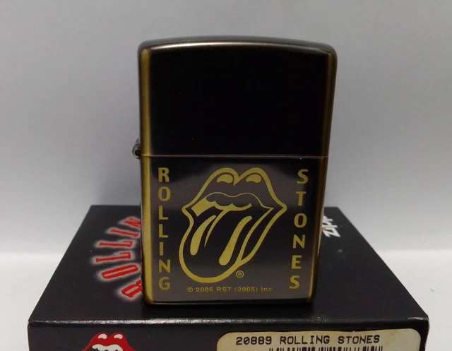 Zippo 2006 A 06 Rolling Stones Mocha Latte Flat Bottom Brass Insert