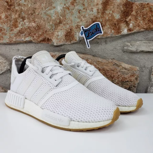 Adidas NMD R1 Athletic Running Lifestyle Shoes Men's Size 8 Cloud White Gum EUC