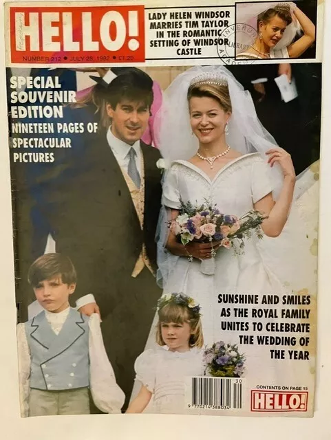 Hello Magazine #212-25 July 1992 - Lady Helen Windsor Marries Tim Taylor