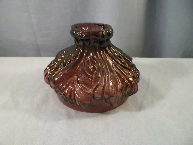 Purple Amethyst Glass PLUME Design Miniature Oil Lamp Shade 4" Fitter