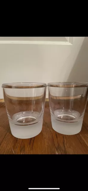 2 Vera Wang Wedgwood Illusion Double Old Fashioned Glasses Heavy Cocktail Glass