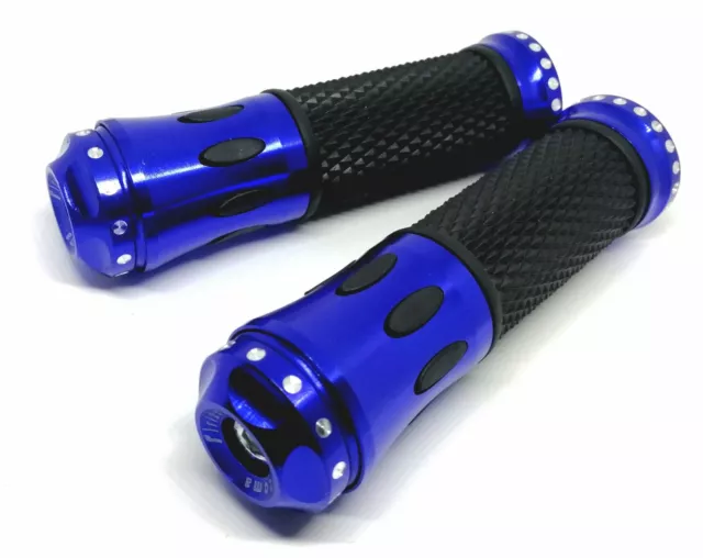 Metal Motocross Motorcycle chopper Handle bar Grips Blue throttle anodised alloy