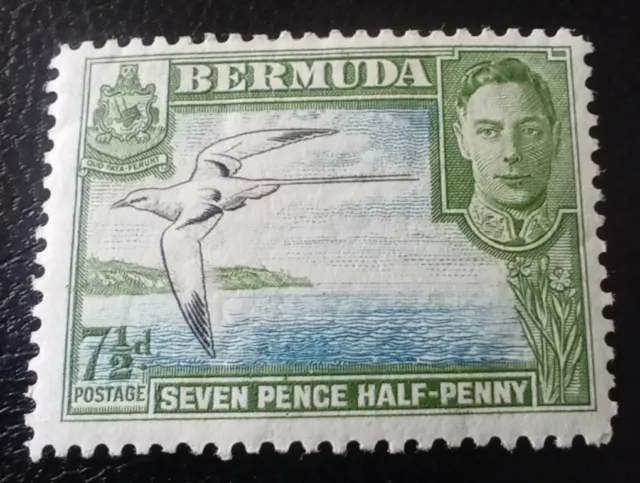 Bermuda George VI 1943 7 1/2d Black,Blue & Yellow-brown Mint SG 114c (B2)