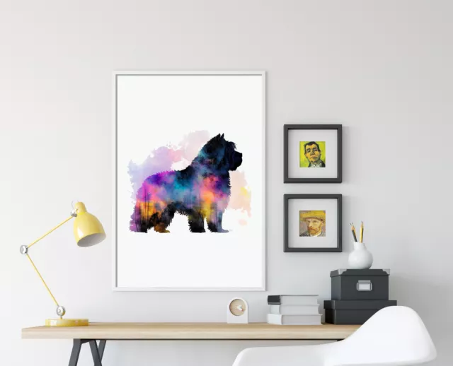 Watercolour Silhouettes - Bouvier Des Flandres Poster, Art Print, Painting, Gift 3