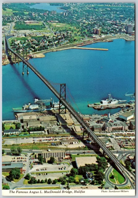 Postcard Nova Scotia NS Halifax Angus L MacDonald Bridge Aerial View