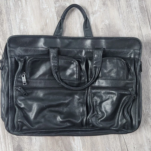 TUMI ALPHA 16” Expandable LEATHER LAPTOP BRIEFCASE BAG