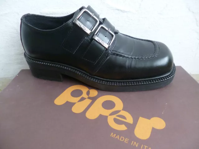 Piper Mocassins Chaussures Basses Décontractées Chaussures Cuir Noir 6275 Neuf