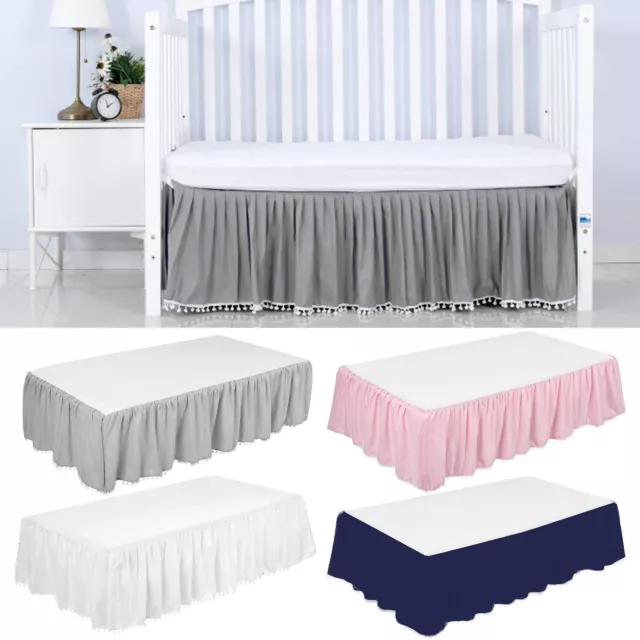 Mini Crib Skirt Crib Skirt With Pom Poms Ruffled Crib Skirt With Pompoms