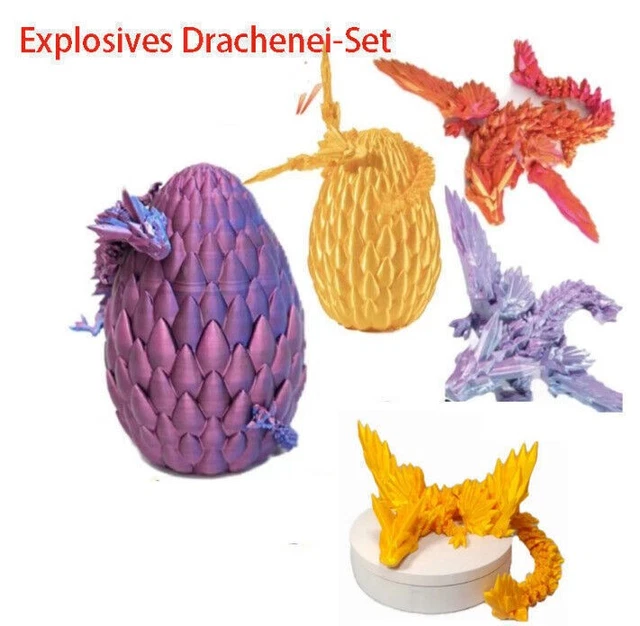 3D GEDRUCKTER DRACHE, Realistische Dracheneier Im Ei Gelenkiger 406107644753