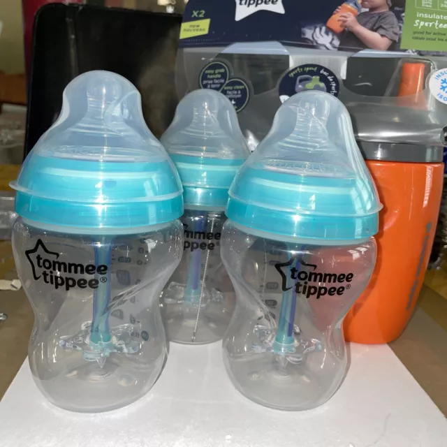 tommee tippee bottles 9 oz (3) and one insulated one (set of 4 bottles)