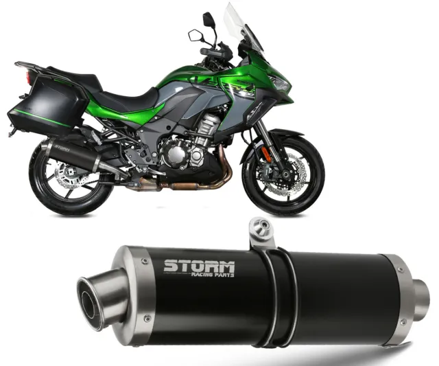 Exhaust Storm by Mivv black Muffler Oval Steel Kawasaki Versys 1000 2019 > 2023