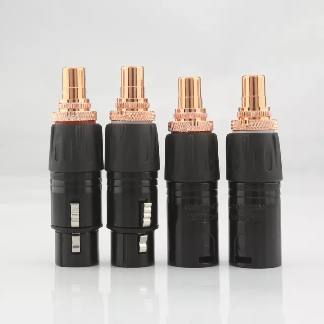 4PCS XLR Male Female to RCA Female Socket Adapter Gold Balanced Plug