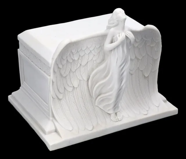 Tier Urne weiß - Engel steigt empor | Engelfigur Bestattung