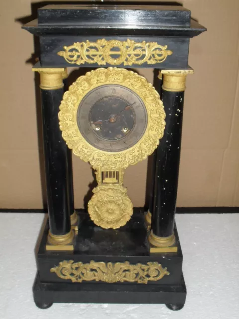 HORLOGE PENDULE PORTIQUE NAPOLEON III A COLONNES BOIS 19 ème