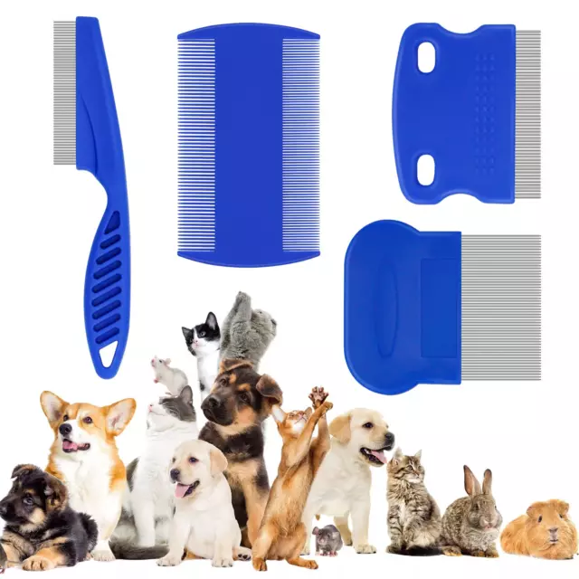4 Pcs Flea Lice Comb for Cats Dogs | 4 Styles of Comb Included, Cat Dog Combs fo