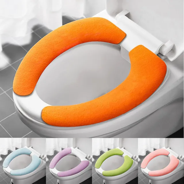 2Pc/set Bathroom Toilet Seat Pad Warmer Soft Cushion Washable Cover Mat Cover