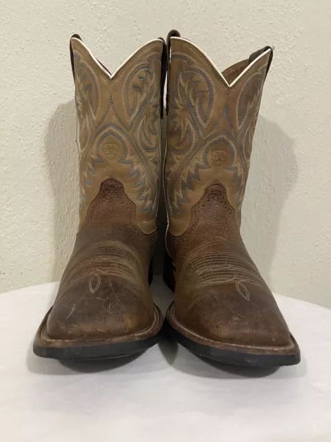 Ariat QUICKDRAW Square Toe Brown Leather Cowboy Boots Mens Sz 8D