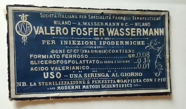 Placca Valerio Fosfer Wassermann Siringhe per iniezioni ipodermiche