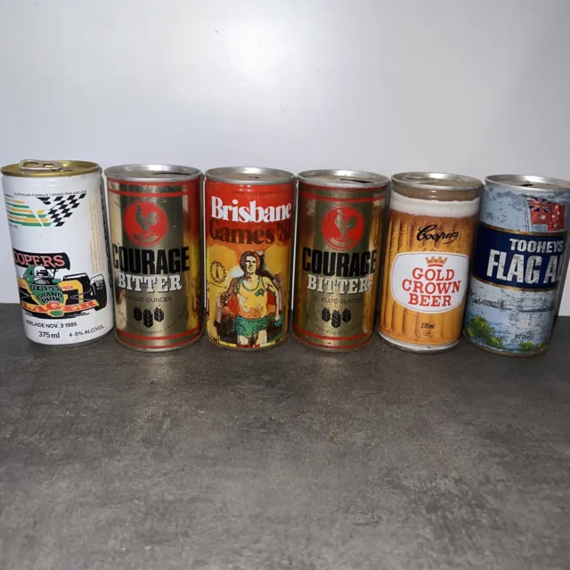 Vintage Tooheys Flag Ale - Coopers F1 Grand Prix - Beer Can - Steel - Courage