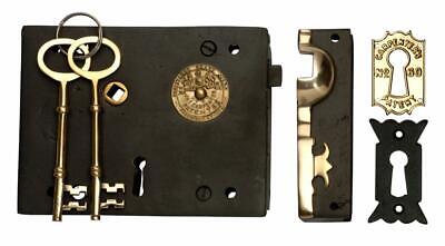 smaller 6" iron carpenter rim  lock & keeper & 45 mm knob,left hand 2017 + 1021