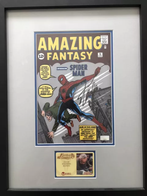 Stan Lee Marvel Signed & Framed 24x36 Amazing Fantasy Spider