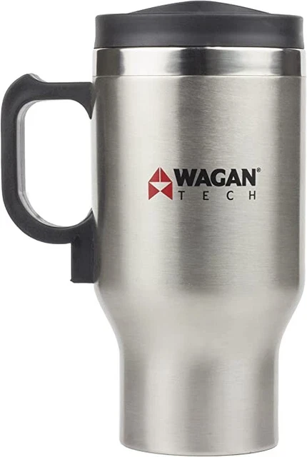 Wagan EL6100 12V Stainless Steel 16 oz Heated Travel Mug with Anti-Spill Lid NEW