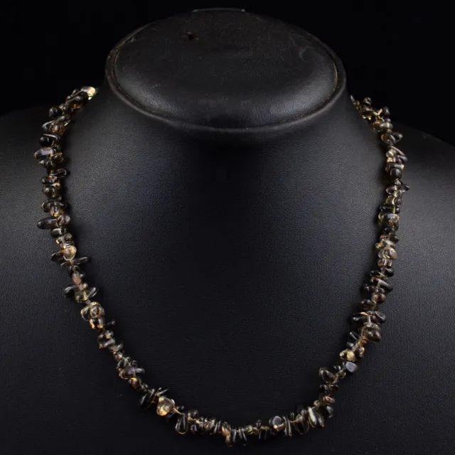 133 Cts Earth Mined Single Strand Smoky Quartz Beads Necklace Jewelry SK 05E454