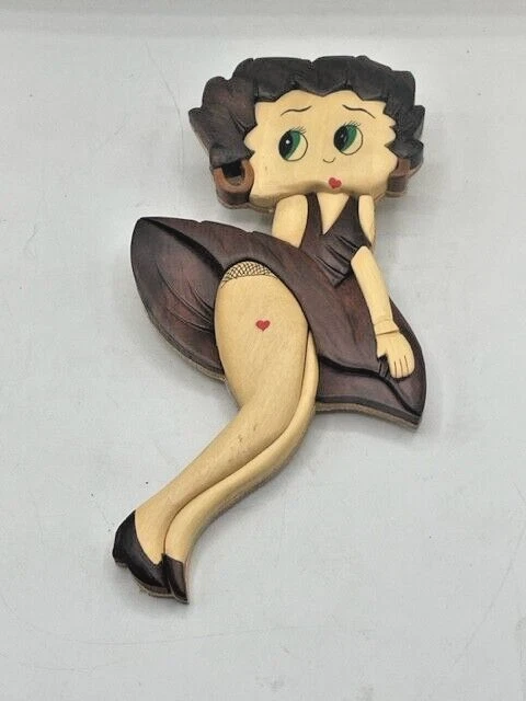 Betty Boop Standing WALL HANGING Wood Art Red Dress Handmade 10"