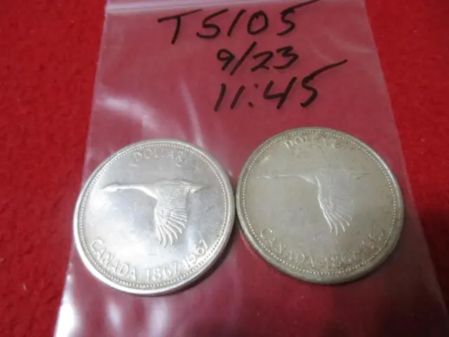 1867-1967 Canada 2/TWO High Grade Silver Confederation Dollars         #T5105