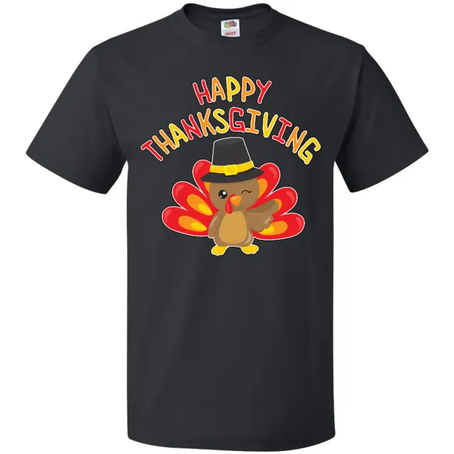 Inktastic Happy Thanksgiving- Cute Turkey In Pilgrim Hat T-Shirt Animal Children