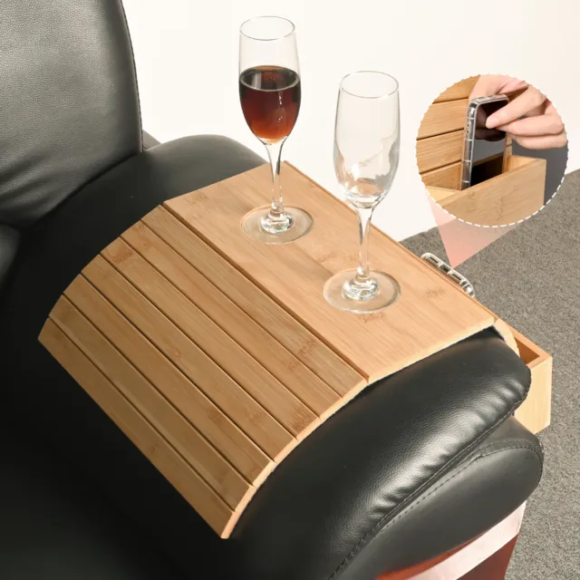Vassoio per divano bambù vassoio ripiano flessibile ripiano braccioli divano divano bracciolo nuovo