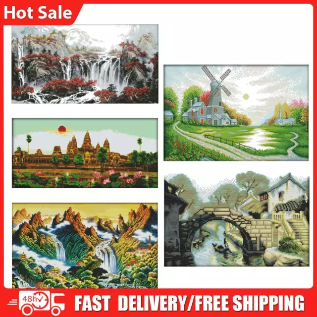 14CT Stamped Embroidery DIY Landscape Printed Cross Stitch Kits for Home Decor
