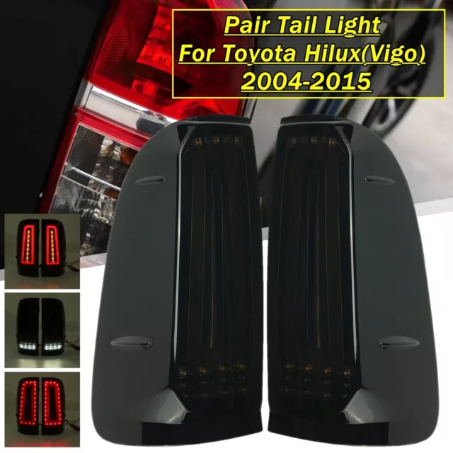 For Toyota Hilux Vigo KUN26 SR SR5 Pair Smoke LED Rear Tail Light Lamp