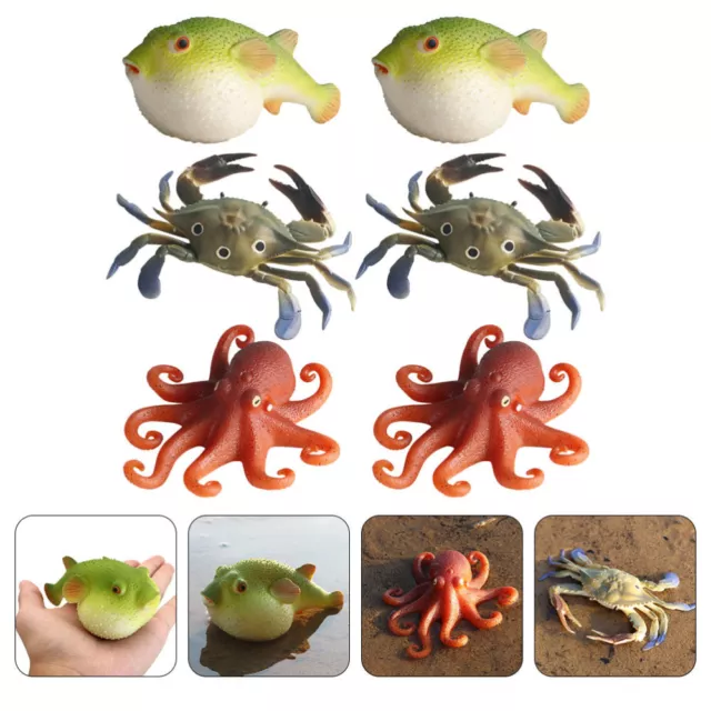 3 Pcs Tiermodell Realistischer Kugelfisch Kleinkind Krabbe Künstlich