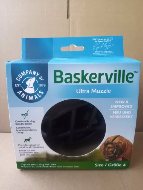 Cesto in plastica imbottito regolabile con museruola ultra cane Baskerville - nero taglia 4 nuovo