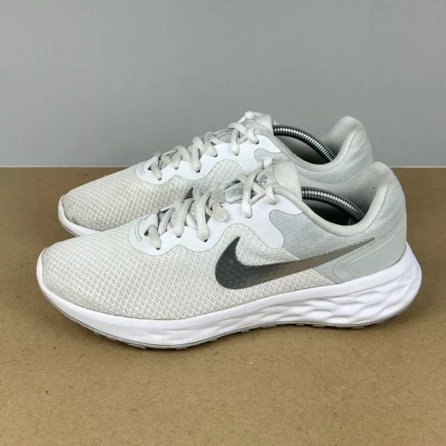 Nike Revolution 6 Next Nature Athletic Shoes Womens 8 White Silver Sneaker Low