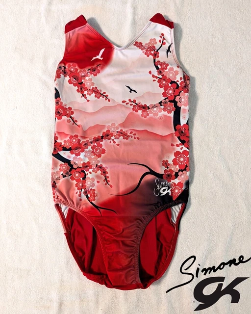 GK Elite Olympic SIMONE BILES AM Medium Gymnastics Dance Leotard CHERRY BLOSSOM